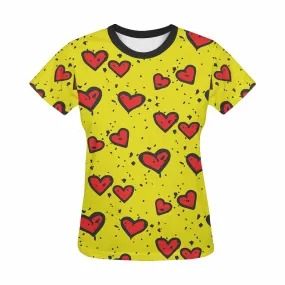 Womens graphic T-Shirts print with Simple red heart sharp pattern