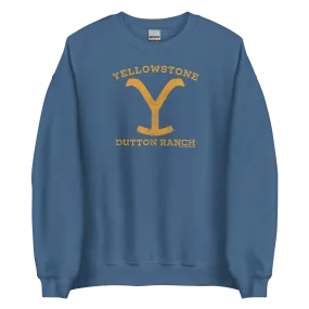 Yellowstone Dutton Ranch Distressed Logo Fleece Crewneck Sweatshirt